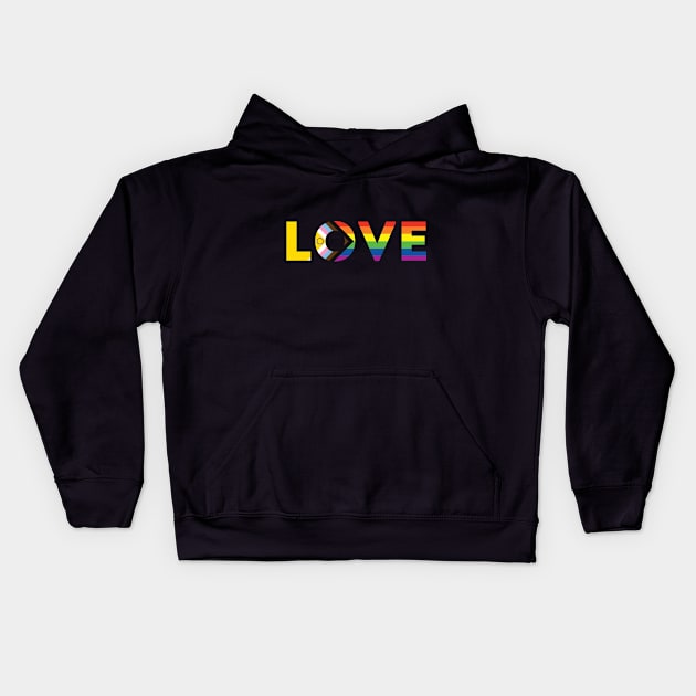 Progress Pride Intersex Inclusive Flag LOVE Kids Hoodie by superdupertees